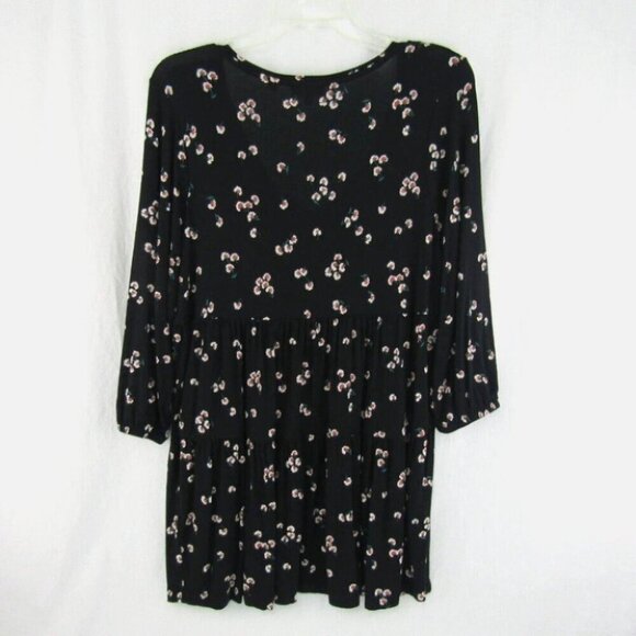 Fat Face Black Floral Tiered Dress Womens Size US 8 Long Sleeve V Neck - Picture 5 of 11
